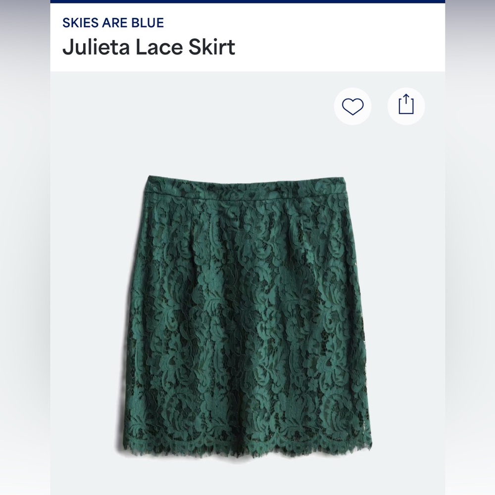 Lace Dark-Green Pencil Skirt - new with tags